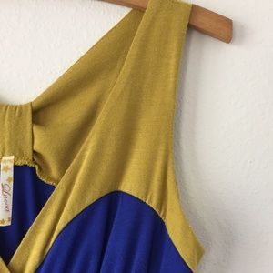 Lucca Olive and Cobalt Sleeveless Dress